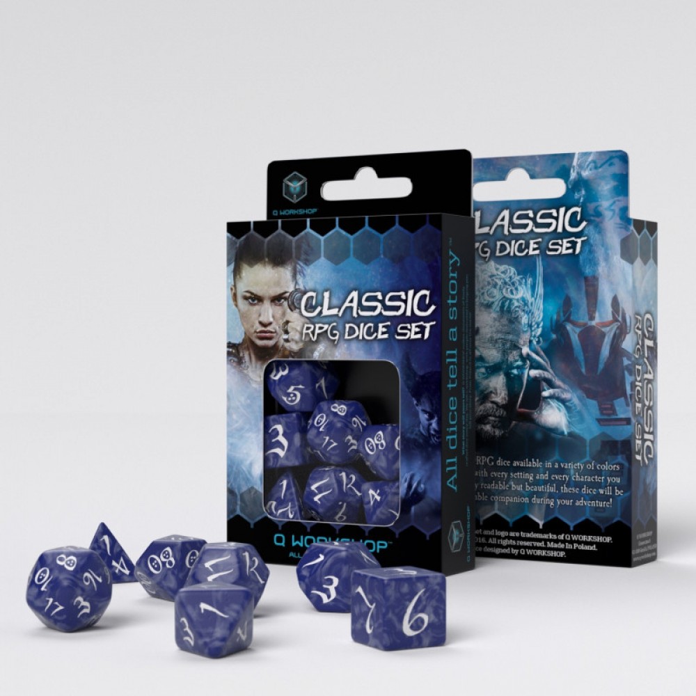 Classic RPG Dice Set: Cobalt & White