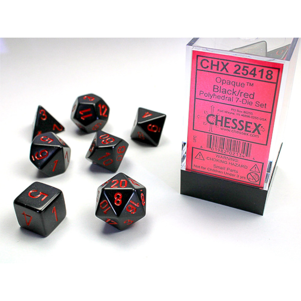 Opaque Polyhedral Black/Red 7-Die Set