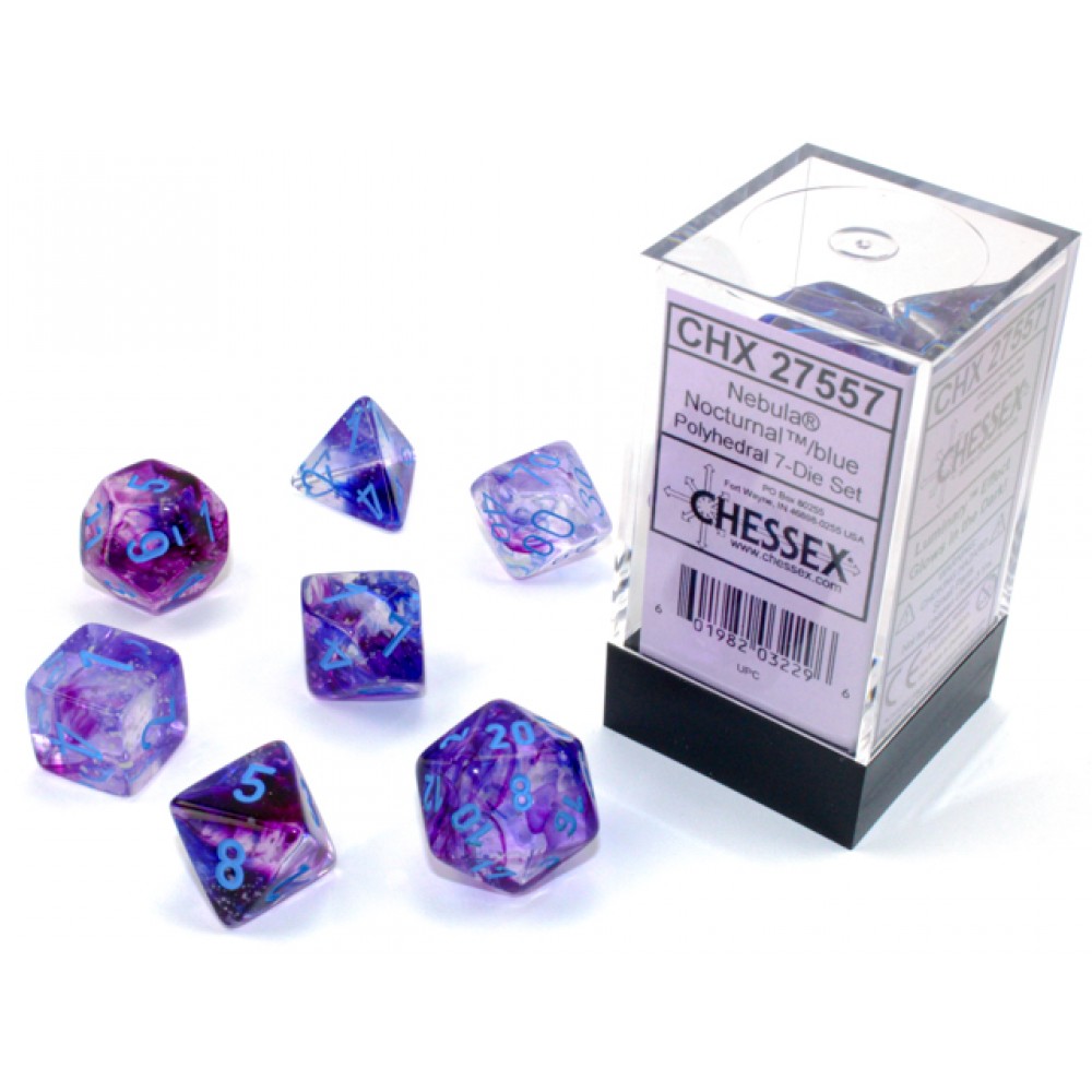 NEBULA LUMINARY NOCTURNAL/BLUE POLYHEDRAL 7-DIE SET